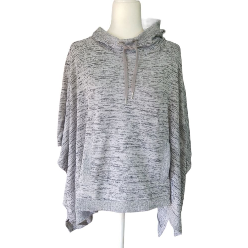 Athleta Marled Gray Hoodie Blissful Poncho Size Small - Picture 9 of 9